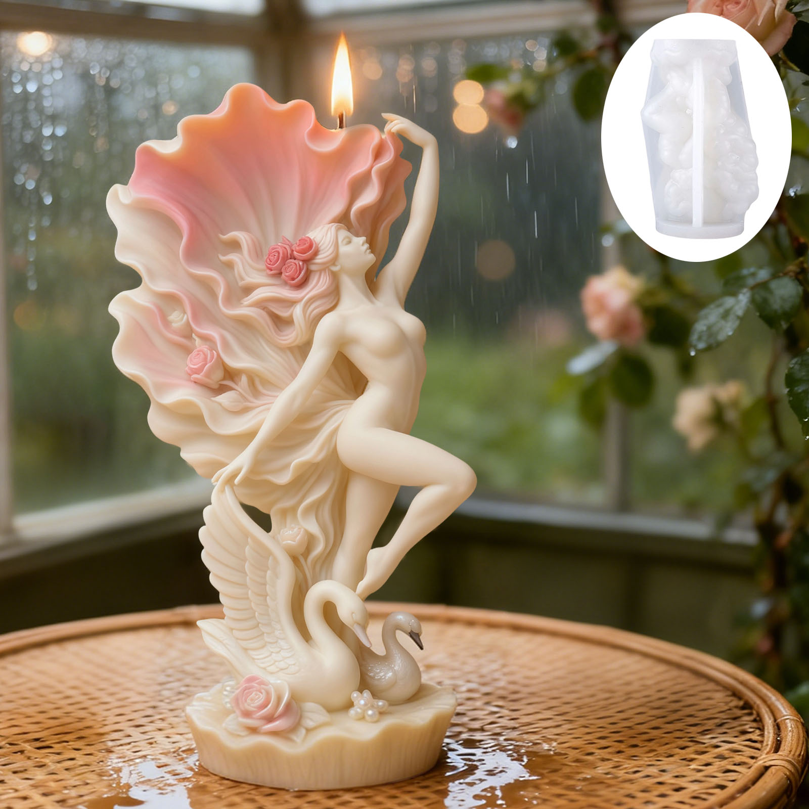 Scented Candle Luxury - Zarif Kuğu Dansçısı Mum Kalıbı: Yaprak