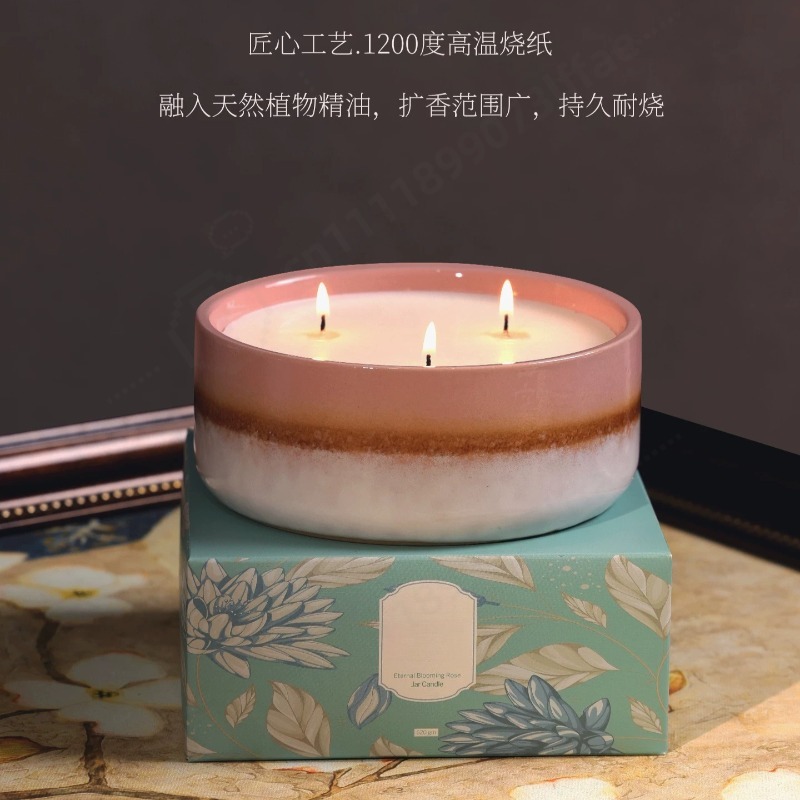 Scented Candle Luxury - Büyük Seramik Kavanoz Kokulu Mum Hediye