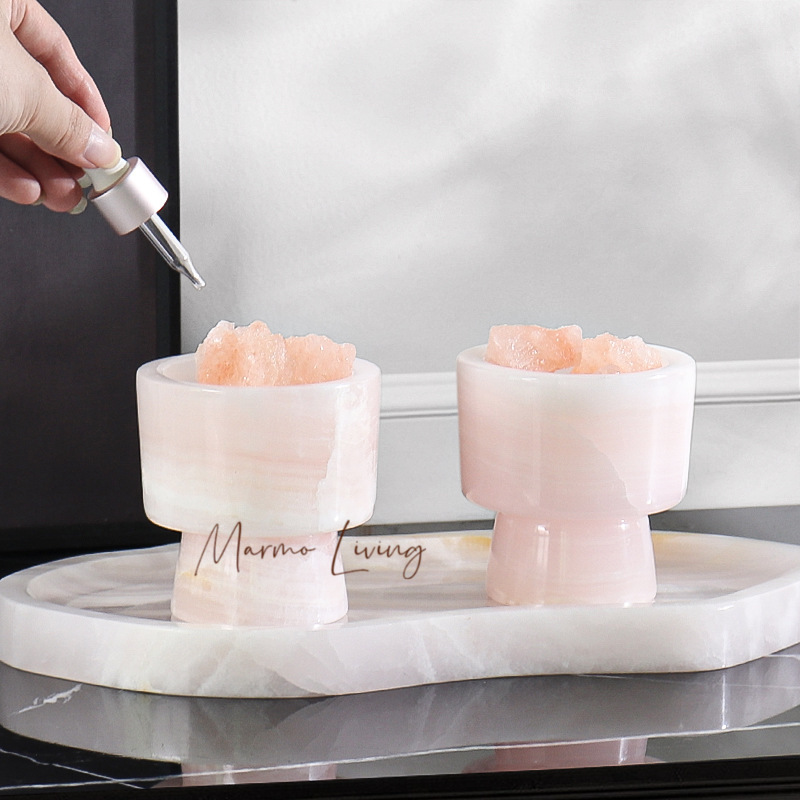 Scented Candle Luxury - Beyaz Oniks Doğal Mermer Tepsi, Parfümlü